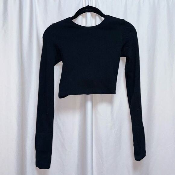 Spiritual Gangster long sleeve ribbed open back black crop tank top | Sz XS/S - Picture 2 of 4
